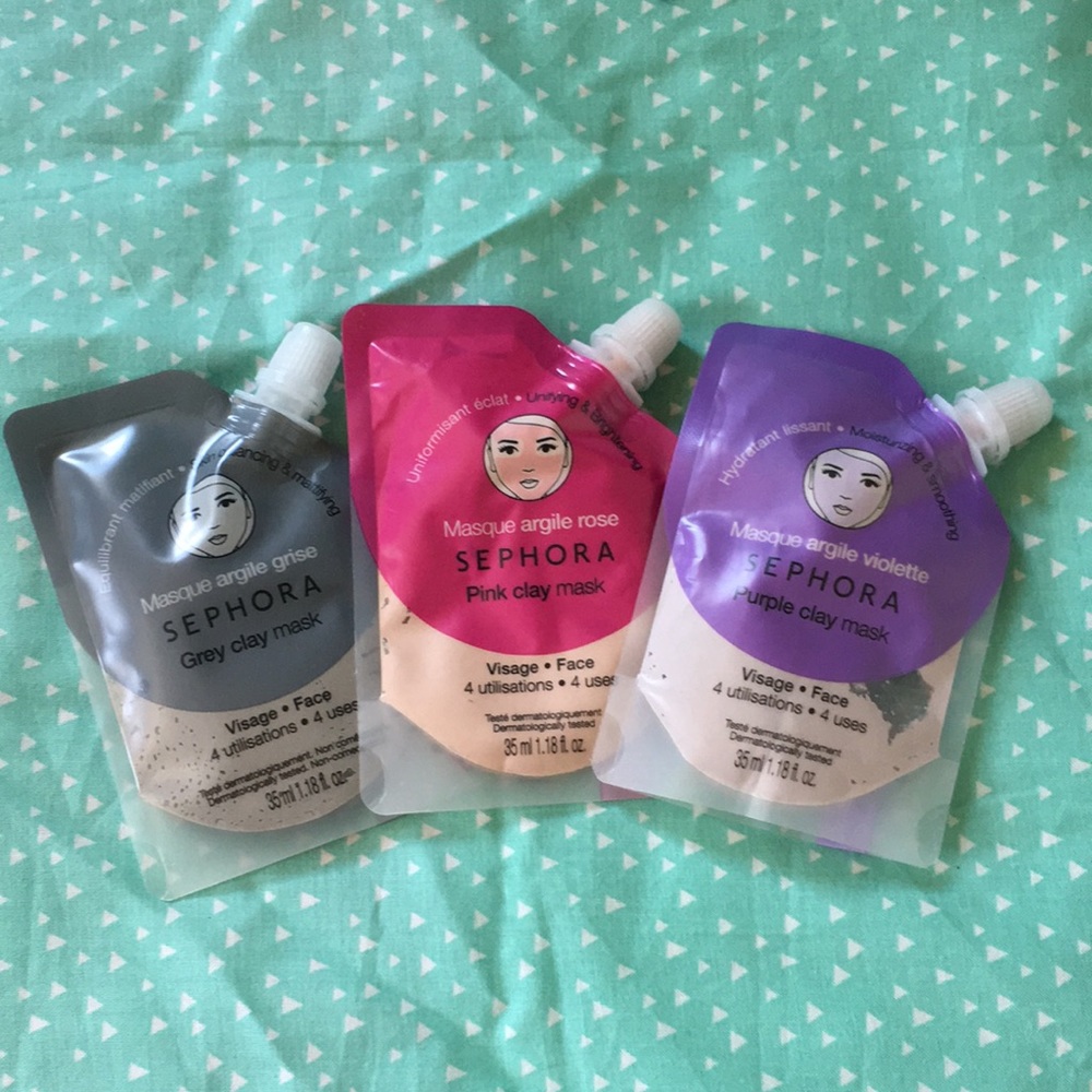 Sephora Mask Set, Pink, Grey & Purple